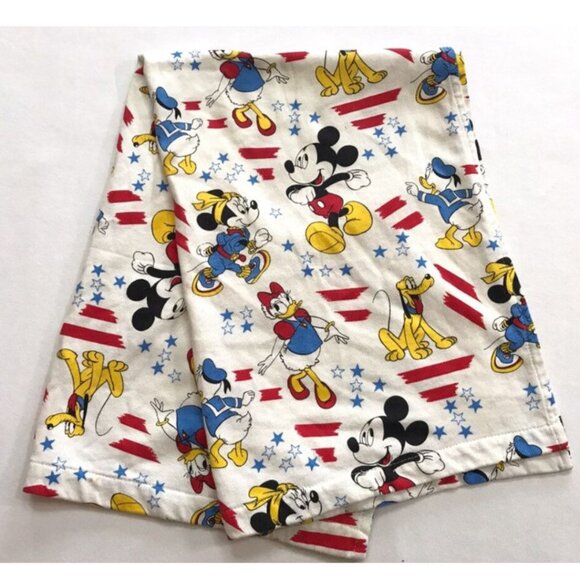 Vintage Baby Blanket Crib Sheet Mickey Mouse Gang - Picture 1 of 6